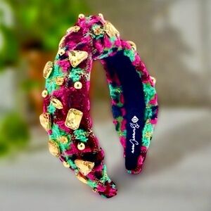 Brianna Cannon Tweed Headband Multi colored Crystals & Beads  New